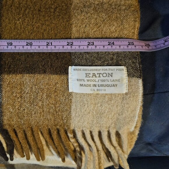 Vintage, traditional, woven wool, fringed blanket, picnic blanket, throw, browns - Picture 8 of 8